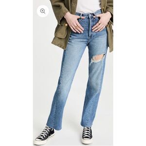 DL1961 Ultra High Rise Vintage 31” Emilie Straight Bedford Blue Raw Size 25